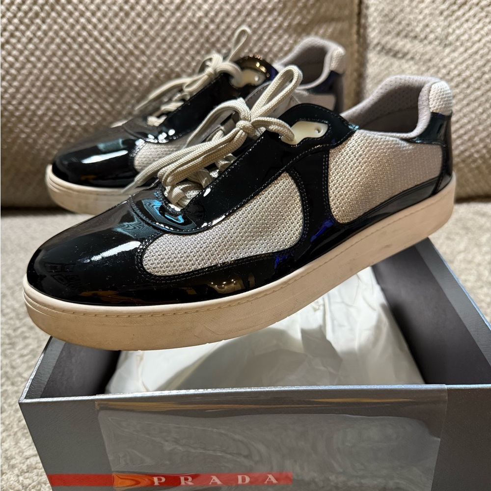 Prada Black and White Men's Sneakers